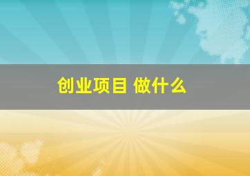 创业项目 做什么